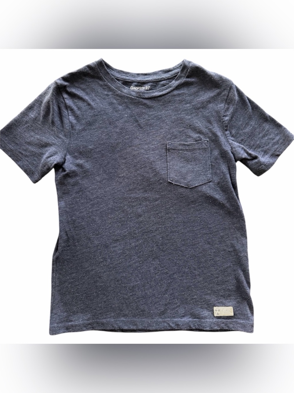 GAP Boys' Heather Navy Short Sleeve Pocket Tee Size 6-7